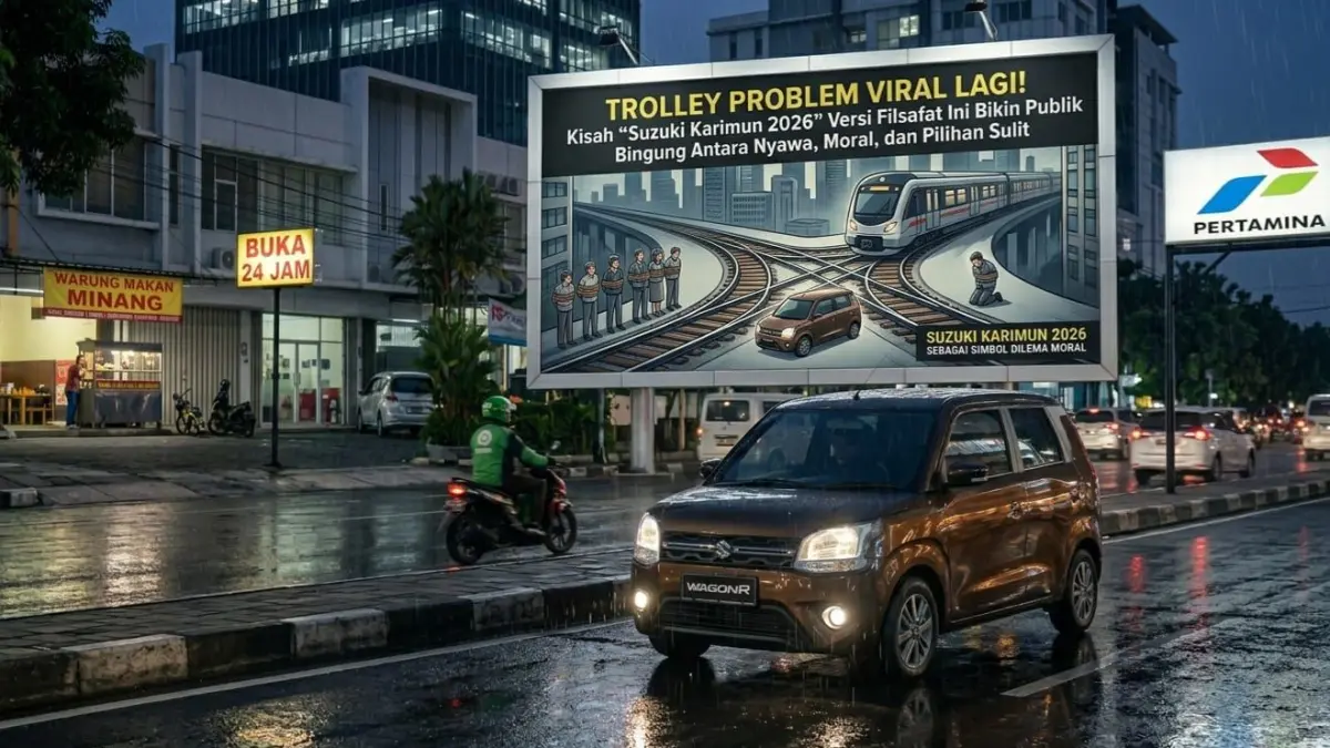Trolley problem dan Suzuki Karimun 2026 jadi simbol dilema moral antara nyawa, pilihan sulit, dan etika modern yang kompleks.
