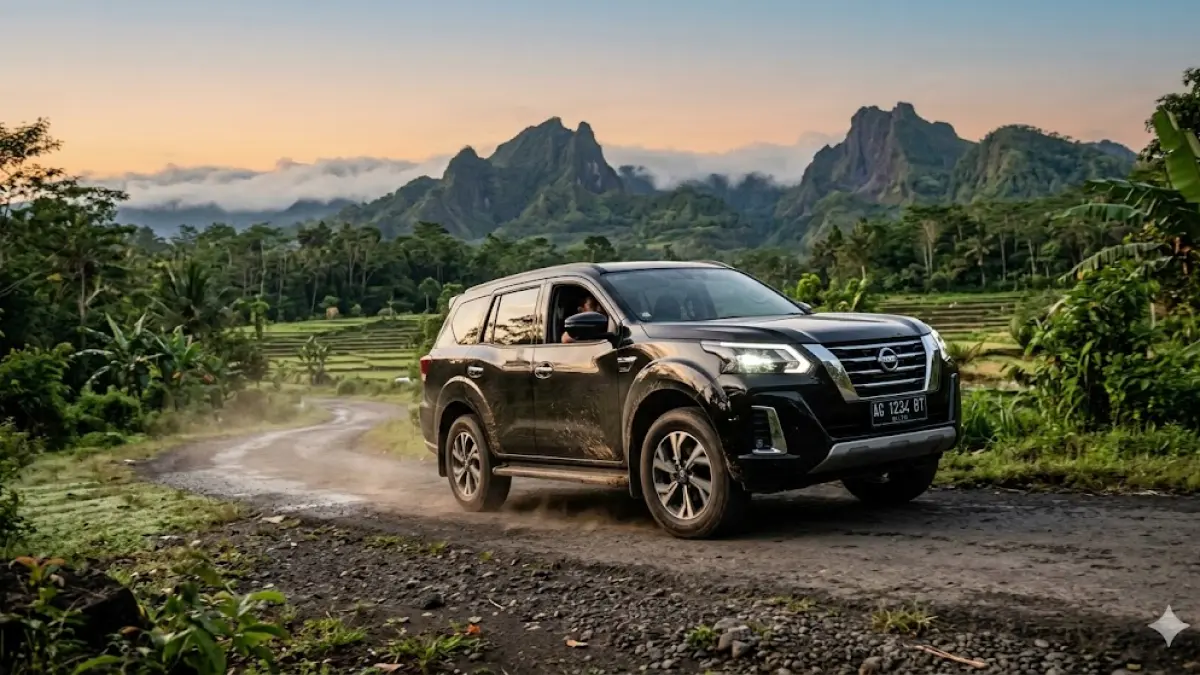 Cek spesifikasi Nissan Terra 4x4! SUV Diesel mewah dengan torsi 450 Nm, audio Bose, dan fitur canggih. Siap libas segala medan dengan gaya elegan! (Gemini AI)