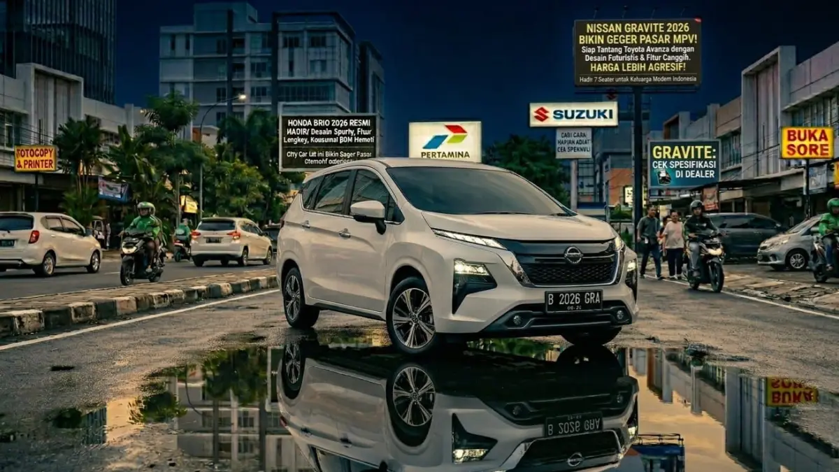 Nissan Gravite 2026 hadir sebagai MPV baru penantang Avanza dengan desain futuristis, fitur lengkap, dan harga kompetitif.