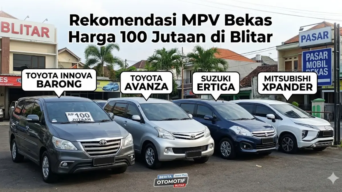 Cek rekomendasi MPV bekas harga 100 jutaan di Blitar. Ada Avanza, Innova Barong, Ertiga & Xpander yang nyaman, tangguh, dan SEO-friendly! (Gemini AI)