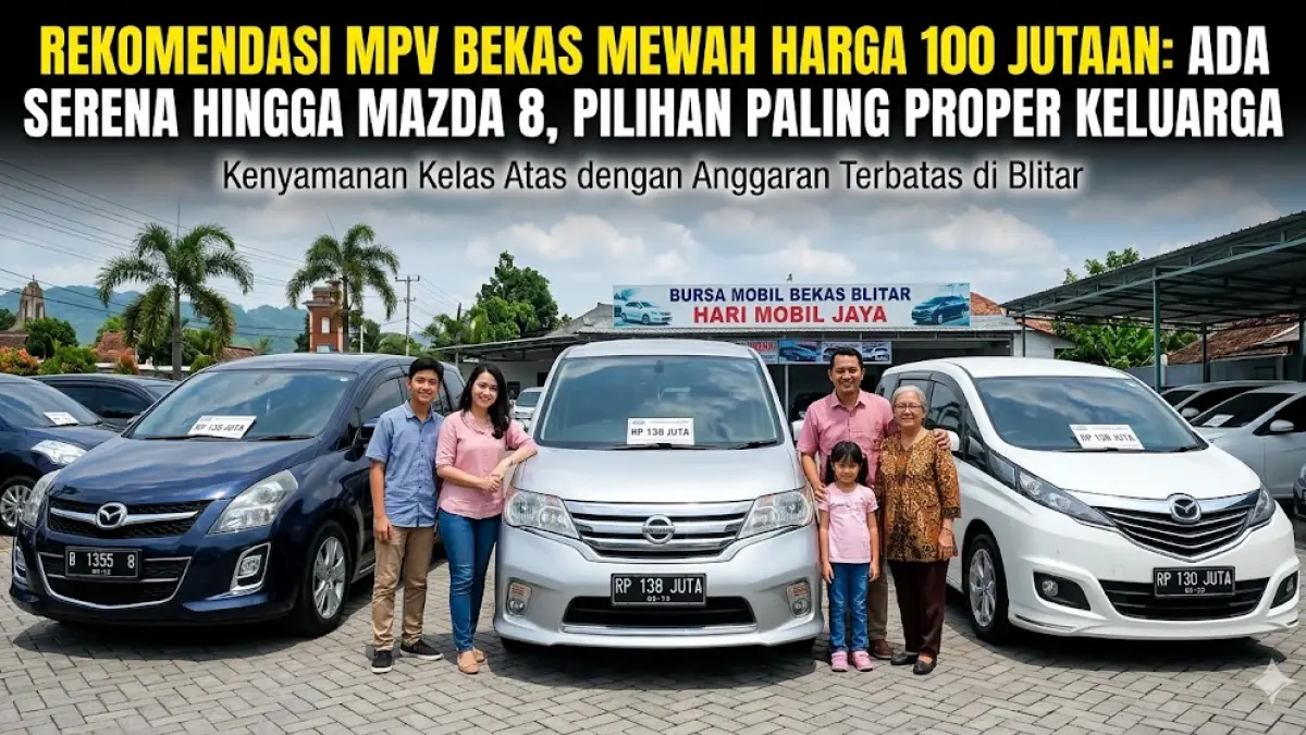 Cek rekomendasi MPV bekas mewah harga 100 jutaan di Blitar. Ada Nissan Serena, Mazda 8 & Biante yang nyaman, fiturnya melimpah dan SEO-friendly! (Gemini AI)