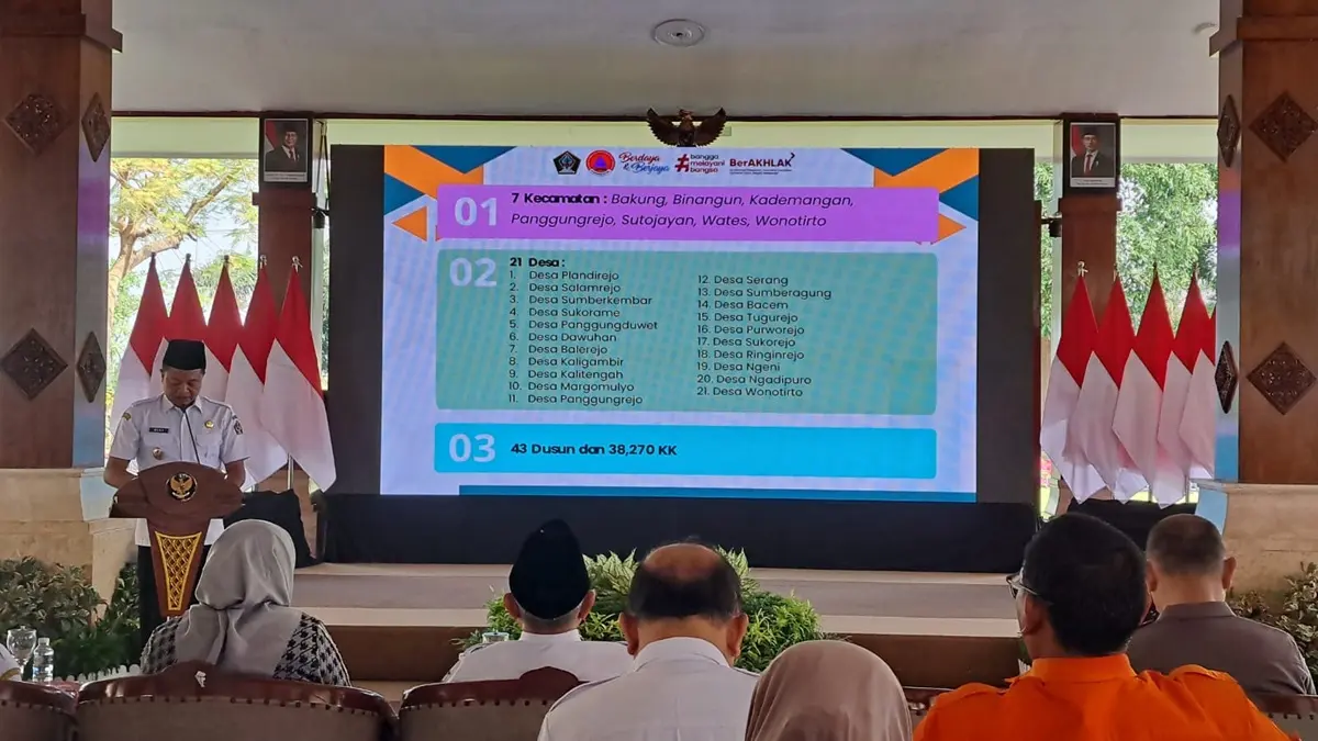 Wakil Bupati Blitar, Beky Herdihansah menyampaikan paparan terkait potensi bencana El Nino Godzila