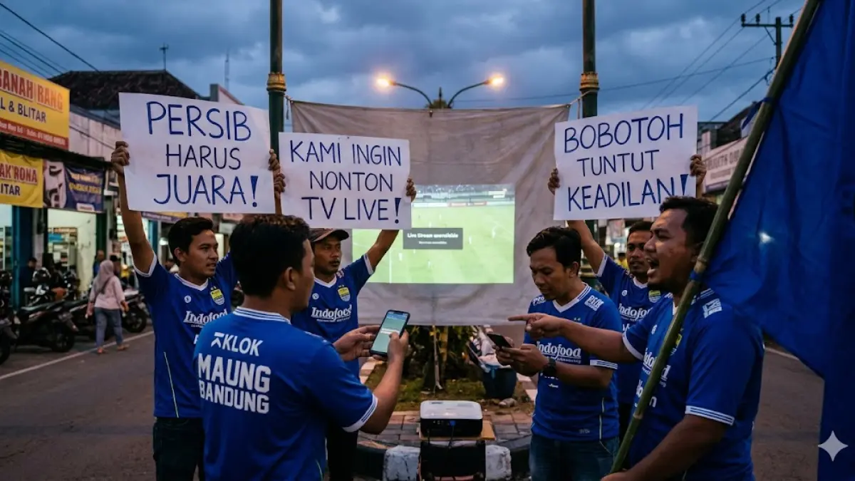 Alasan laga Persib Bandung vs PSIM tak tayang di TV nasional terkuak. Bobotoh curiga ada upaya penjegalan juara dan sabotase mental pemain! (Gemini AI)
