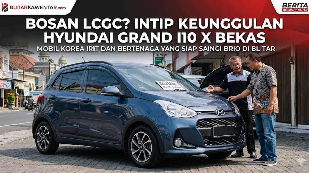 Cari mobil Korea irit di Blitar? Cek Hyundai Grand i10 X! Mesin 1.250cc halus, kabin senyap, dan bensin irit 1:17. Alternatif keren selain LCGC! (Gemini AI)