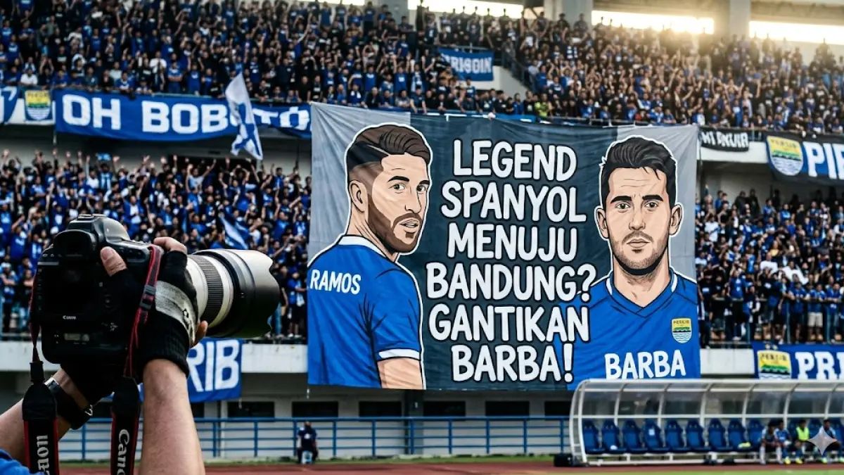 Tiket Persib Bandung vs Persija ludes! Simak rumor Sergio Ramos gabung Persib gantikan Federico Barba dan hasil imbang dramatis lawan Persik. (Gemini AI)