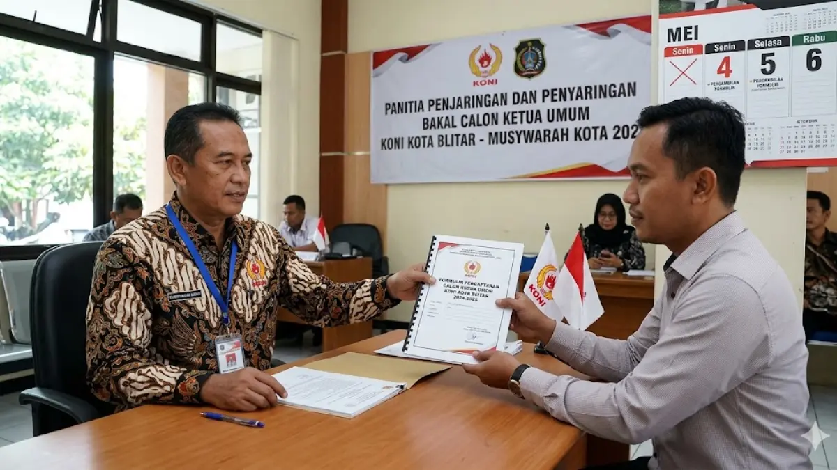 Tahapan penjaringan calon Ketua KONI Kota Blitar mulai memasuki proses pengambilan formulir. (Gemini AI)