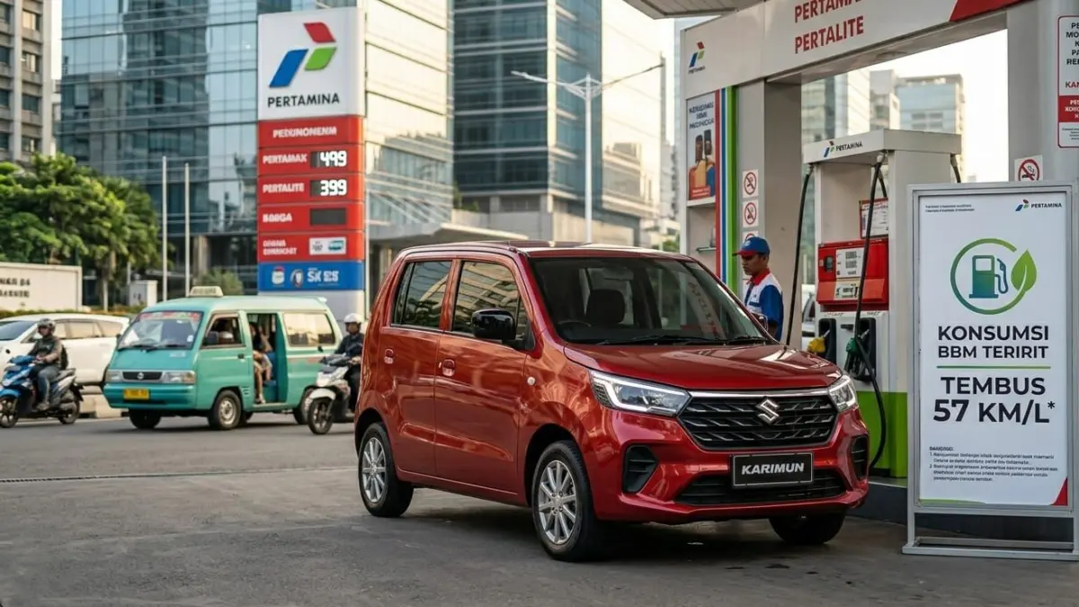 Suzuki Karimun Wagon R jadi mobil paling irit di Indonesia. Konsumsi BBM harian 23 km/l, bahkan pernah cetak 57 km/l.
