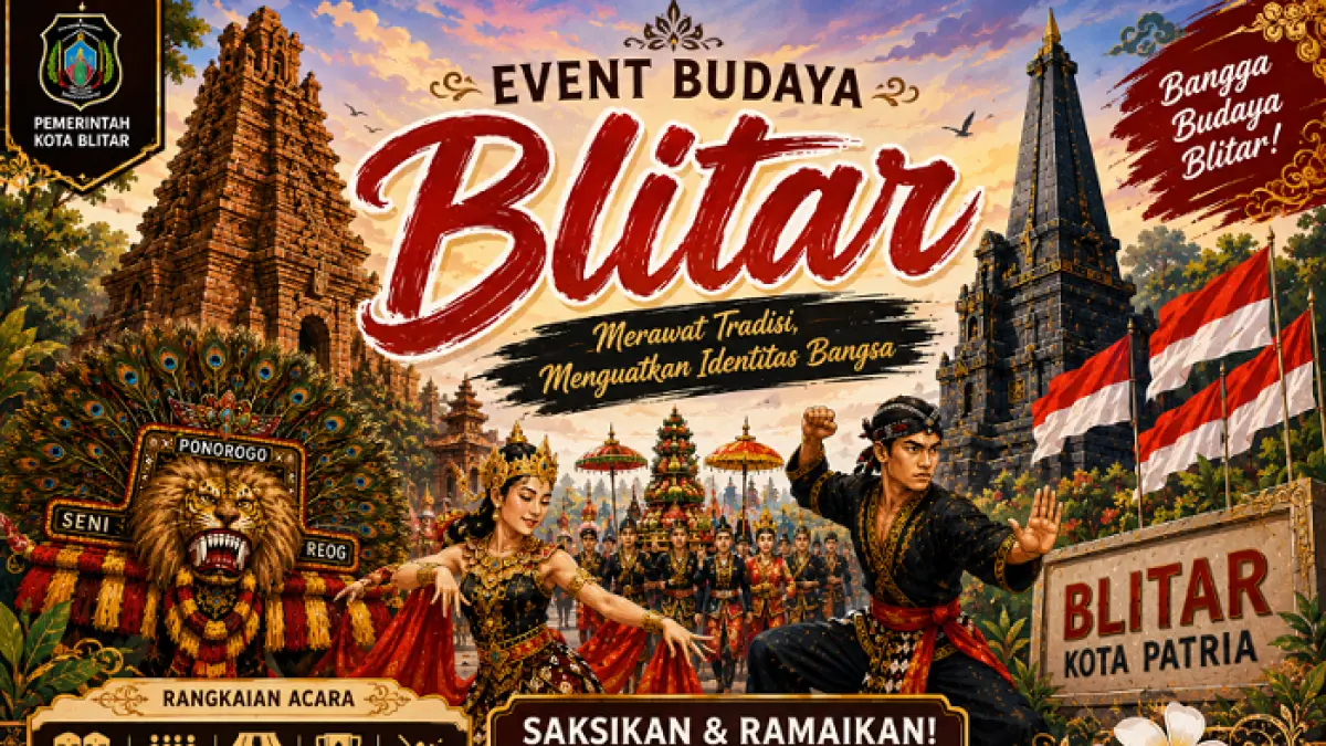 Karnaval budaya Blitar berlangsung meriah, penampilan Sumber Manggis Kulon sukses mencuri perhatian penonton.(Gemini AI)