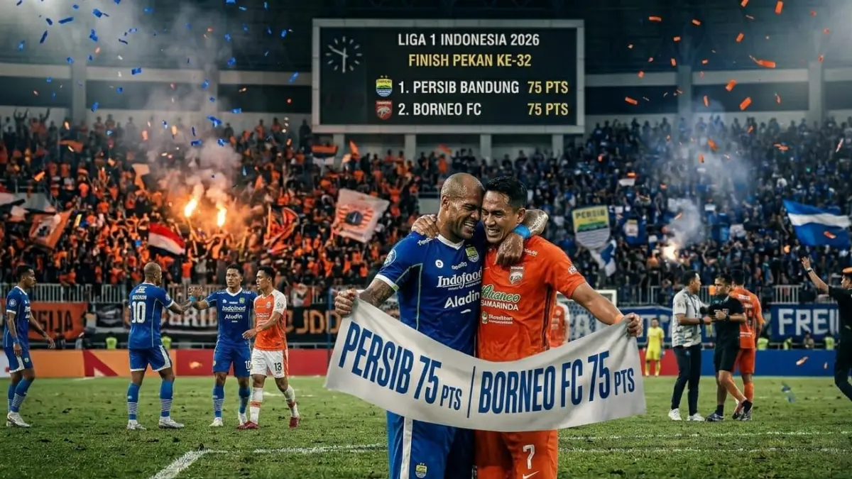 Klasemen Liga 1 2026 makin panas! Persib Bandung dan Borneo FC sama-sama raih 75 poin usai pekan ke-32.
