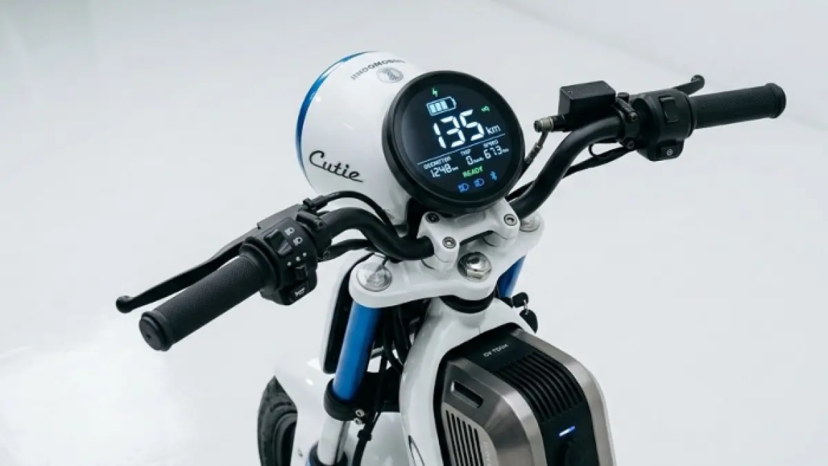 Motor listrik Indomobil Cutie tampil stylish di IMS 2026, harga Rp15 jutaan dengan desain retro dan fitur modern. (Ilustrasi Gemini AI)