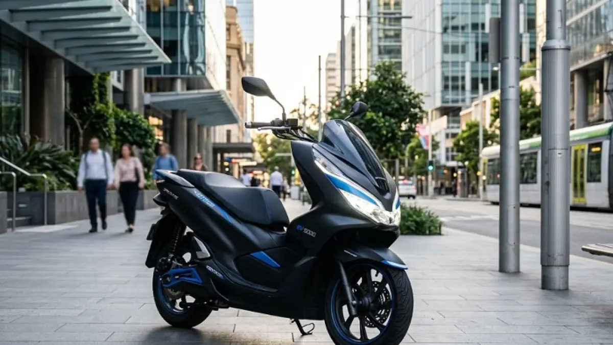 Motor listrik Polytron Fox Air tembus 130 km sekali cas dengan desain mirip Honda PCX dan Yamaha NMAX. (Ilustrasi Gemini AI)