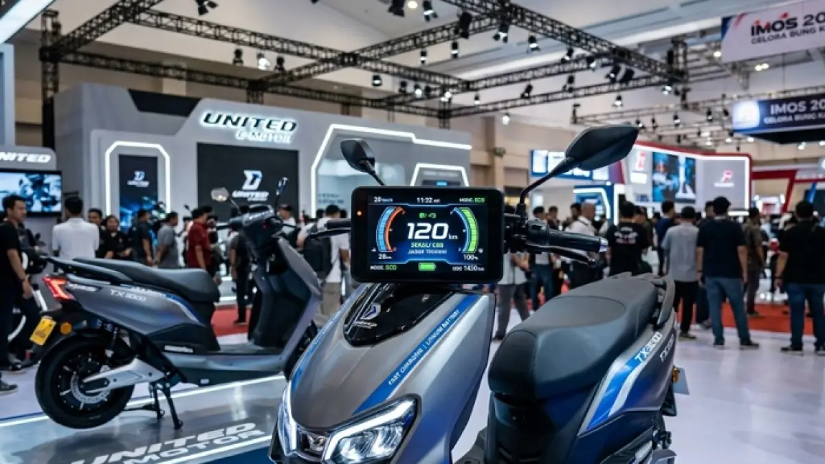 Motor listrik premium 2025 seperti United TX3000 dan Alva Cervo 2 hadir dengan jarak tempuh jauh. (Ilustrasi Gemini AI)