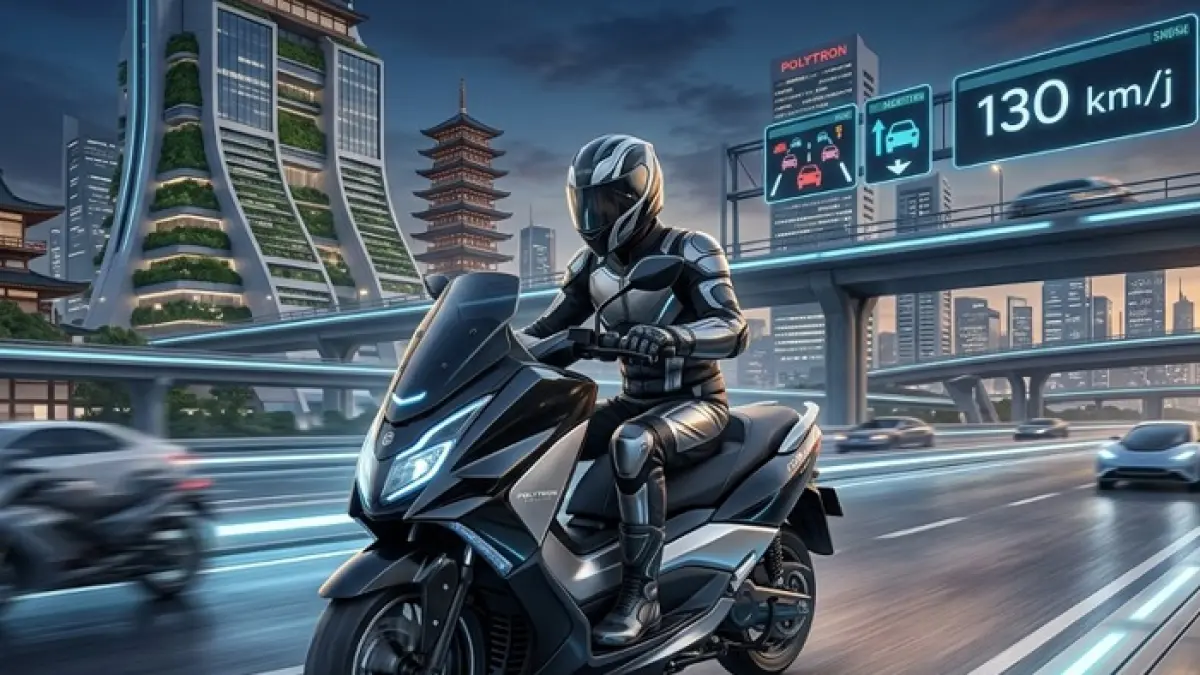 Polytron T Rex 2026 disebut siap guncang pasar NMAX dan PCX lewat teknologi motor listrik premium. (Ilustrasi Gemini AI)