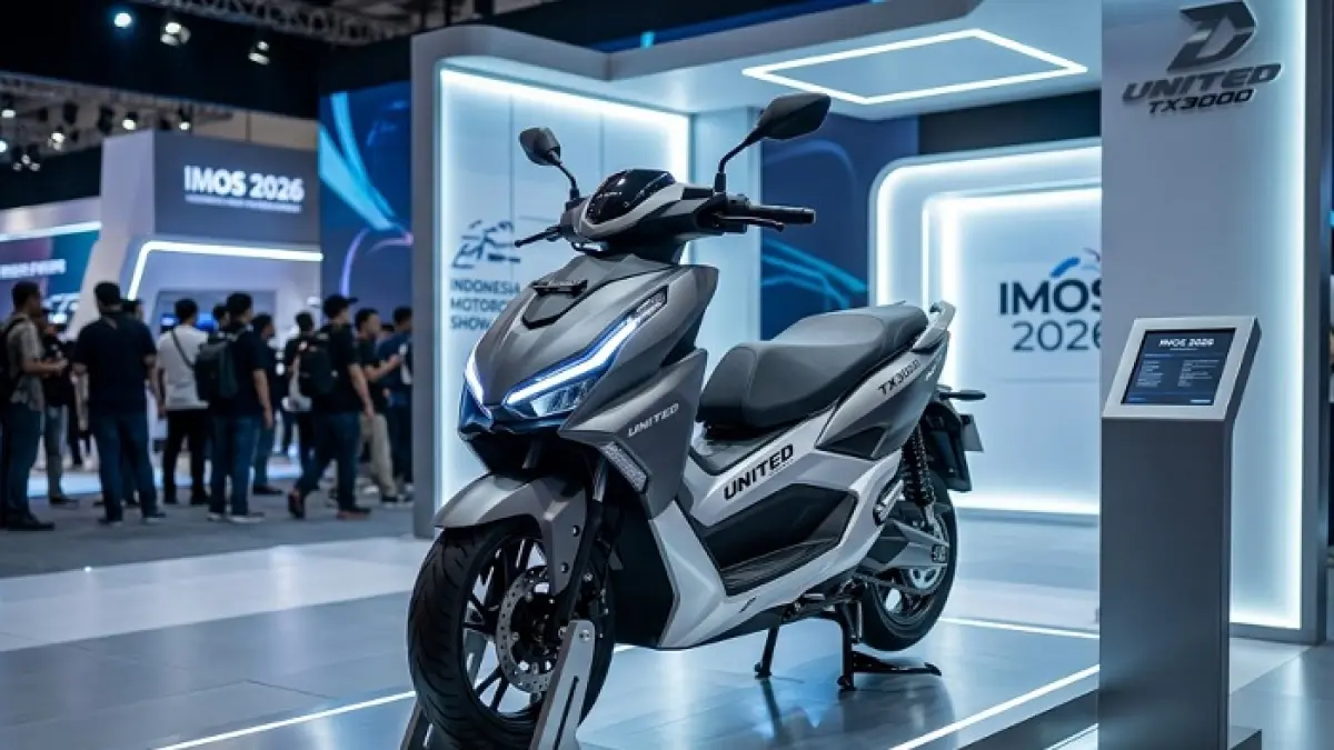 Review United TX3000, motor listrik bergaya touring dengan speaker, reverse, dan jarak tempuh hingga 120 km. (Ilustrasi Gemini AI)