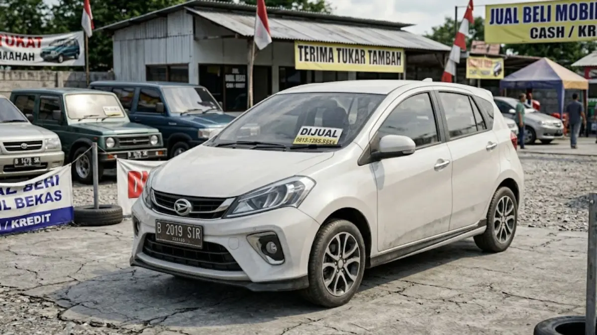 Daihatsu Sirion 2019 automatic bekas hadir dengan fitur modern, AC dingin, mesin irit, dan kabin nyaman. (GEMINI AI)