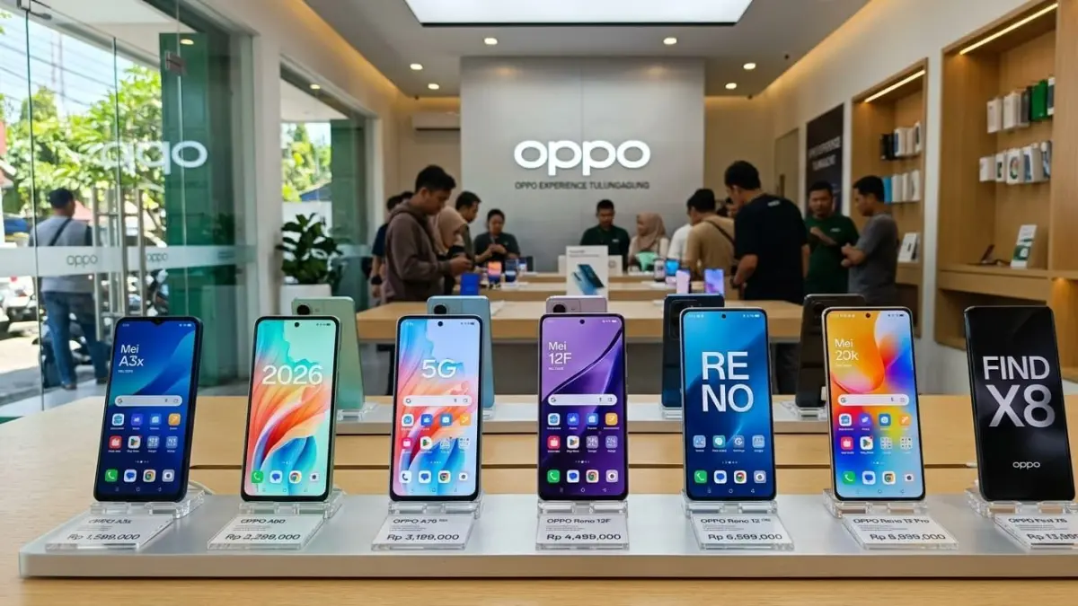 Harga OPPO terbaru 2026 resmi hadir di Indonesia. Cek daftar lengkap mulai seri A, Reno, hingga Find dengan harga terbaru.