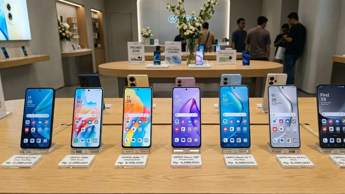 Harga OPPO terbaru 2026 resmi update di Indonesia. Simak daftar lengkap seri A, Reno, hingga Find terbaru beserta kisaran harga.