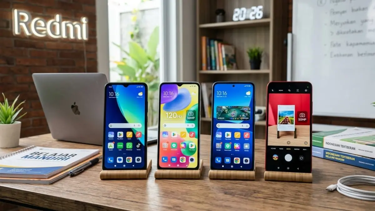 HP Redmi murah 2026 hadir dengan baterai jumbo, layar 120Hz, dan kamera 50MP. Cocok untuk pelajar, gaming, dan harian.