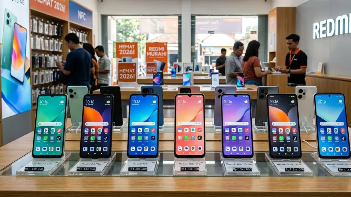 HP Redmi murah 2026 hadir mulai Rp1 jutaan dengan baterai jumbo, layar 120Hz, dan NFC. Simak 7 rekomendasi terbaiknya.

