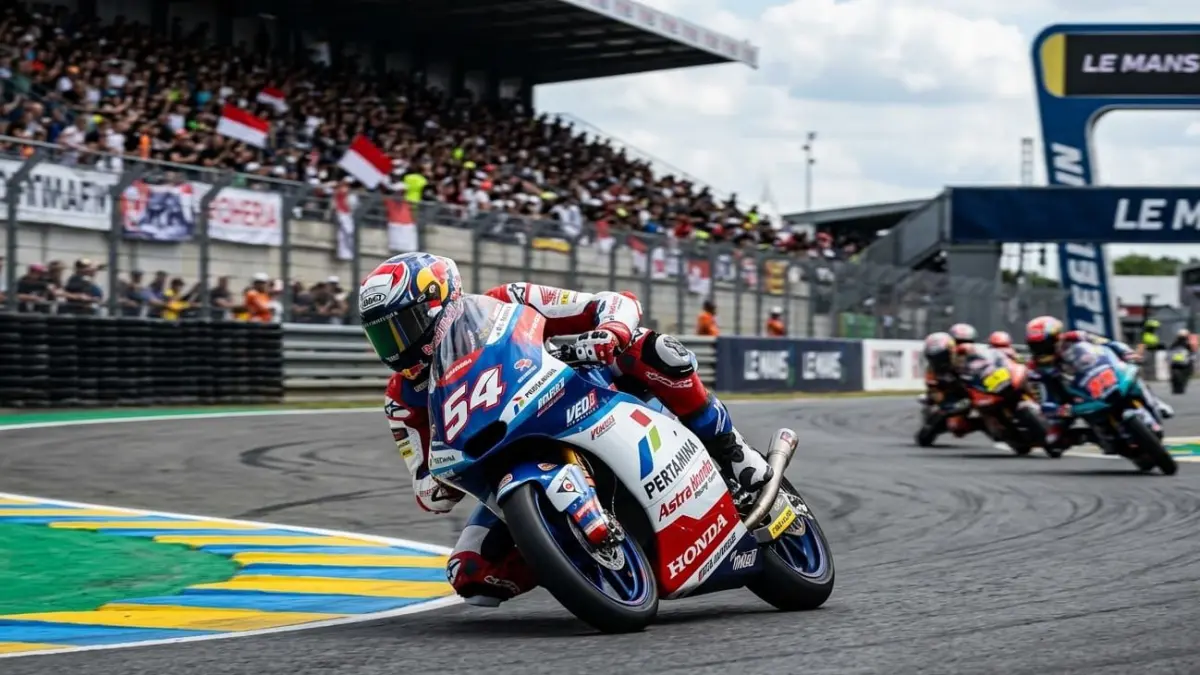 Veda Ega Pratama Moto3 Le Mans jadi perhatian setelah tampil solid di sirkuit legendaris dan menunjukkan progres positif.