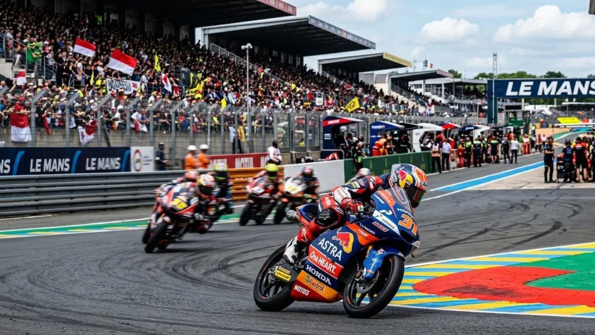 Veda Ega Pratama Moto3 Le Mans jadi sorotan usai tampil kompetitif. Simak aksi dan peluang karier pembalap muda Indonesia.
