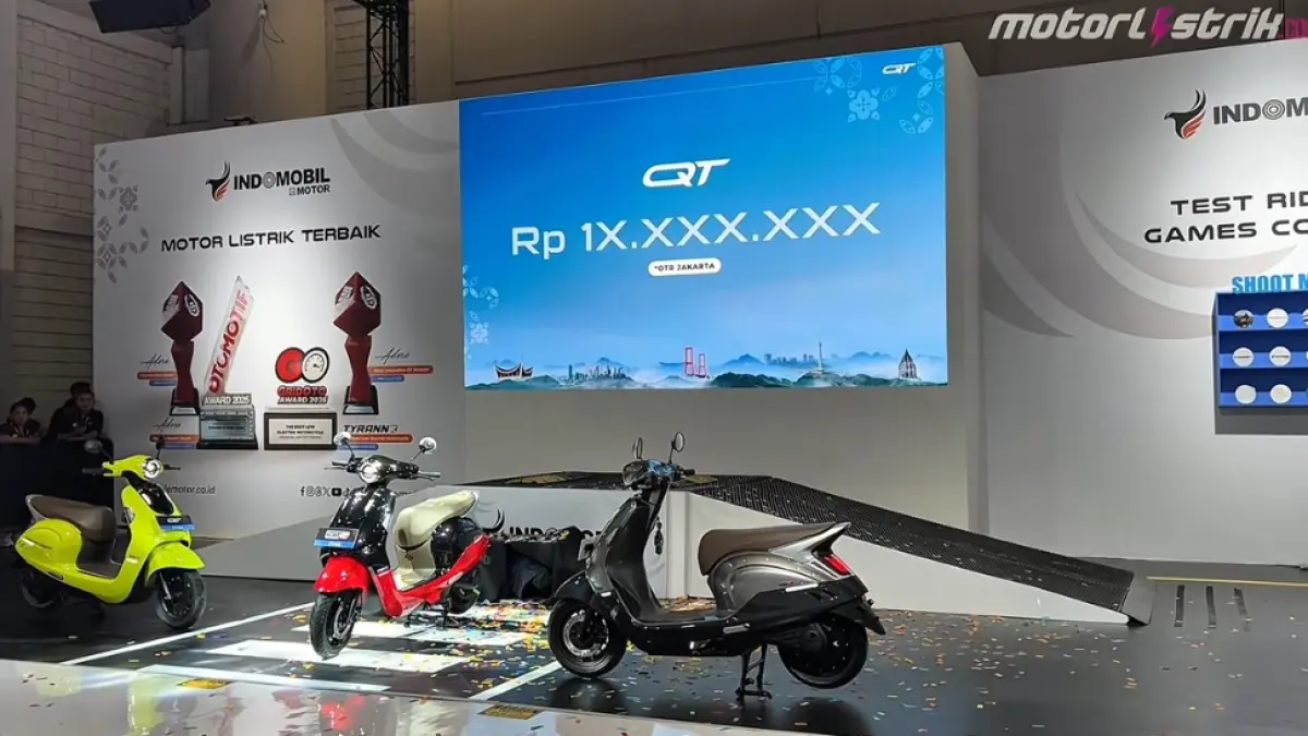 Motor listrik Indomobil Quty resmi meluncur di IMS 2026, harga Rp15 jutaan dengan fitur NFC dan jarak tempuh 135 km. (screenshot youtube)