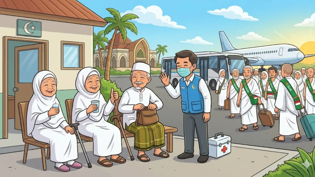 Tiga Jemaah Haji Lansia Sempat Alami Kelelahan - Kini Sudah Pulih, Lanjut Berangkat ke Tanah Suci (ilustrasi by gemini ai)