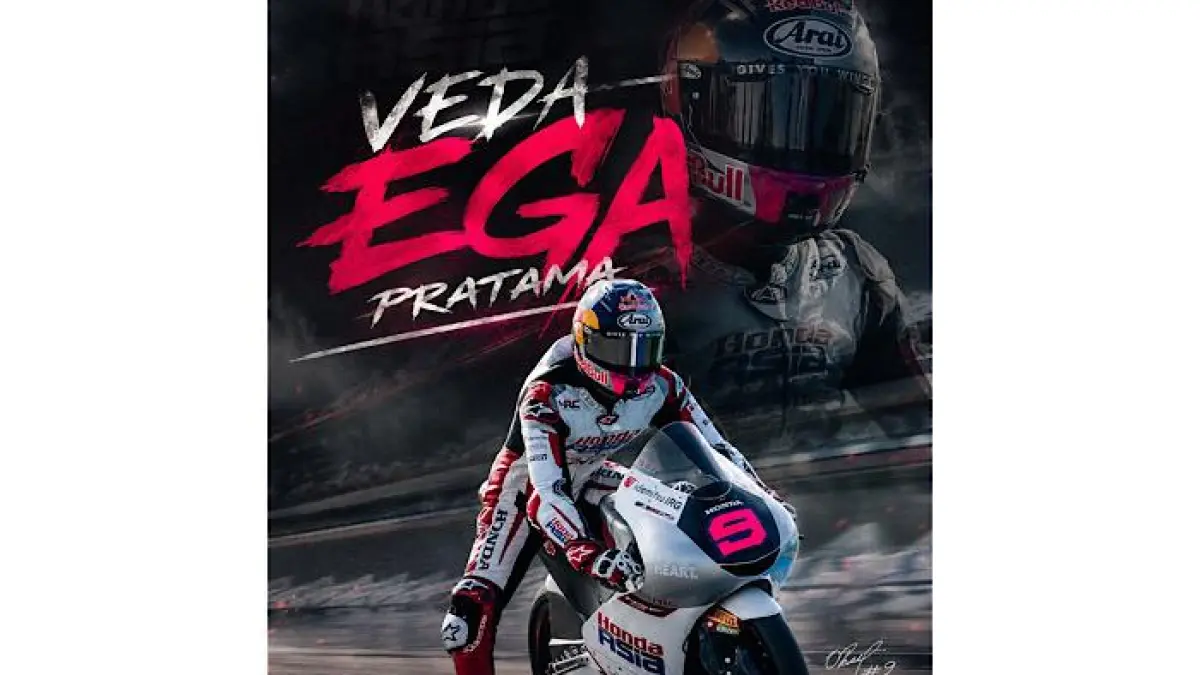 Veda Pratama cetak sejarah usai sapu bersih kemenangan Red Bull Rookies Cup Mugello 2026 dan kalahkan Hakim Danish.(pinterest)