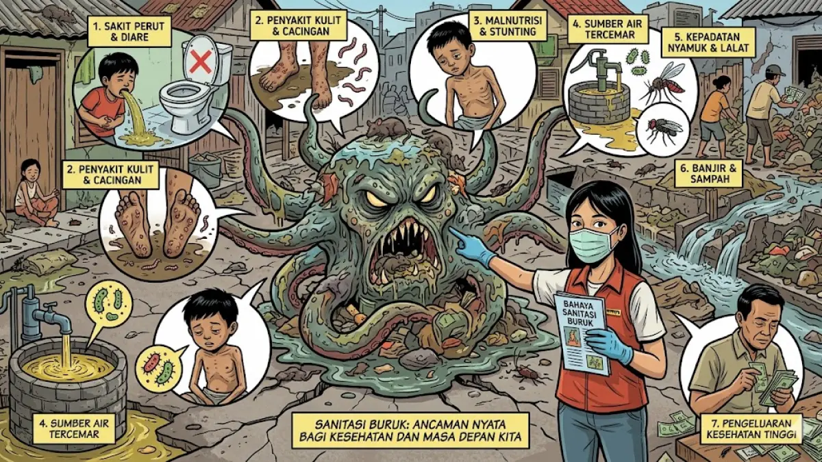 Ilustrasi sanitasi buruk. (Gemini AI)