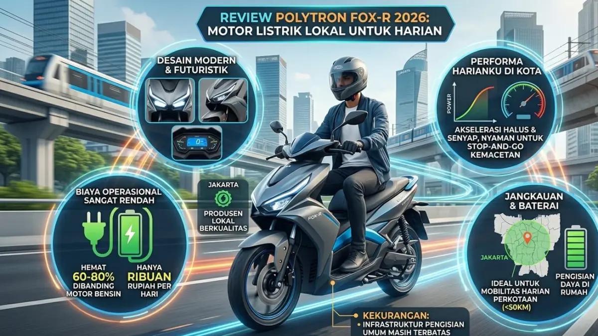 Review Polytron Fox-R 2026 ungkap motor listrik lokal hemat biaya, cocok harian dengan biaya rendah dan tantangan infrastruktur.