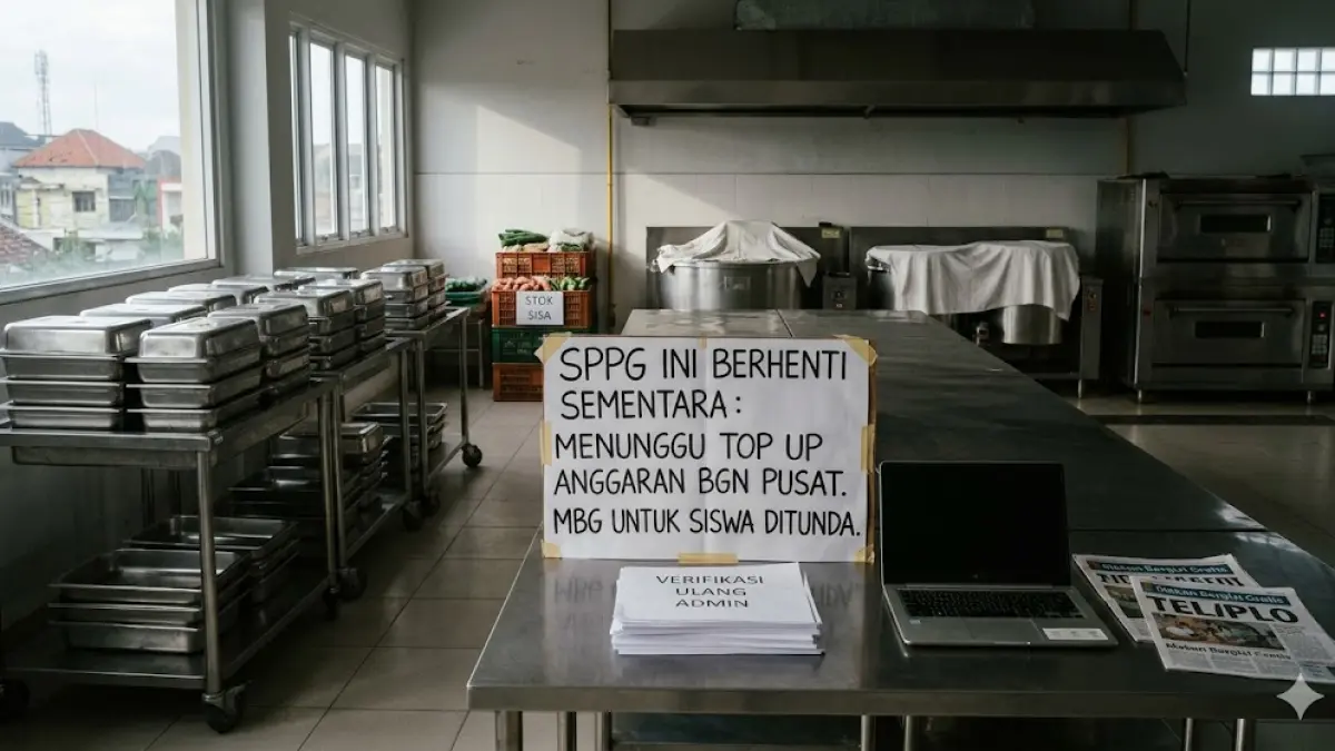 Dana BGN Macet, 8 SPPG Tak Beroperasi
15 Ribu Siswa Kota Ngaplo
Korwil Tetap Lakukan Kontrol