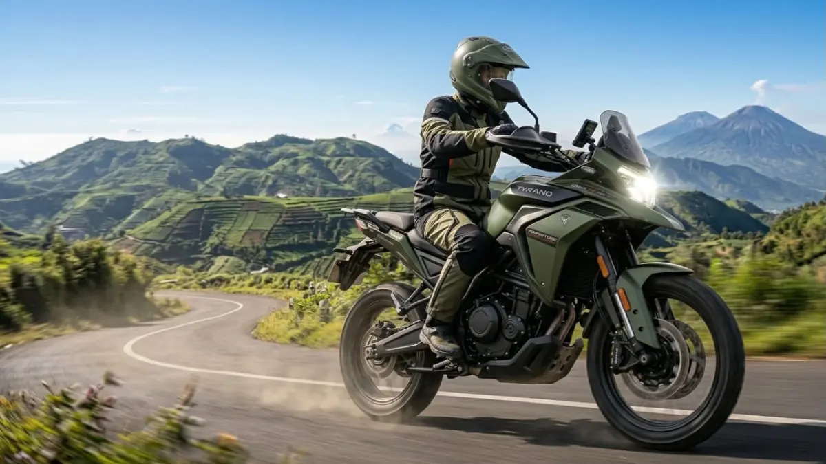 Motor listrik Tyrano hadir dengan desain adventure futuristis yang mencuri perhatian dan berpotensi meramaikan pasar kendaraan listrik Indonesia.