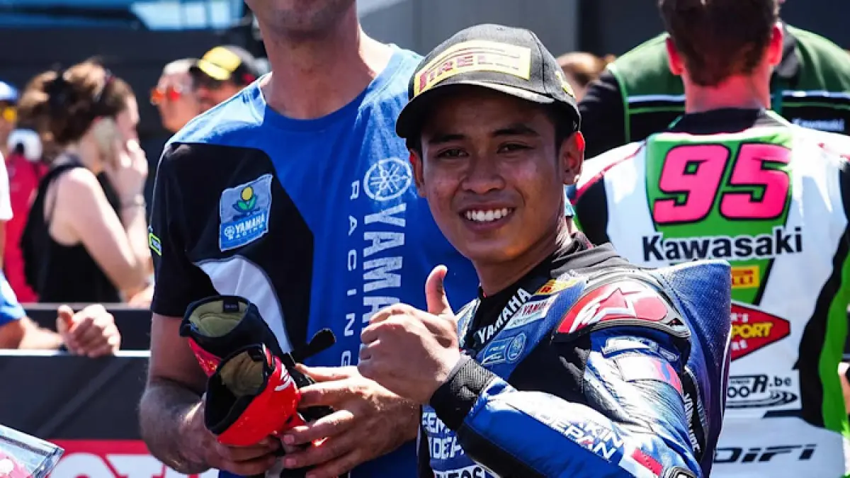 Aldi Mahendra pimpin klasemen WorldSSP300 usai finis kedua di Magny-Cours, Galang Hendra raih podium pertama sejak 2018.(pinterest)