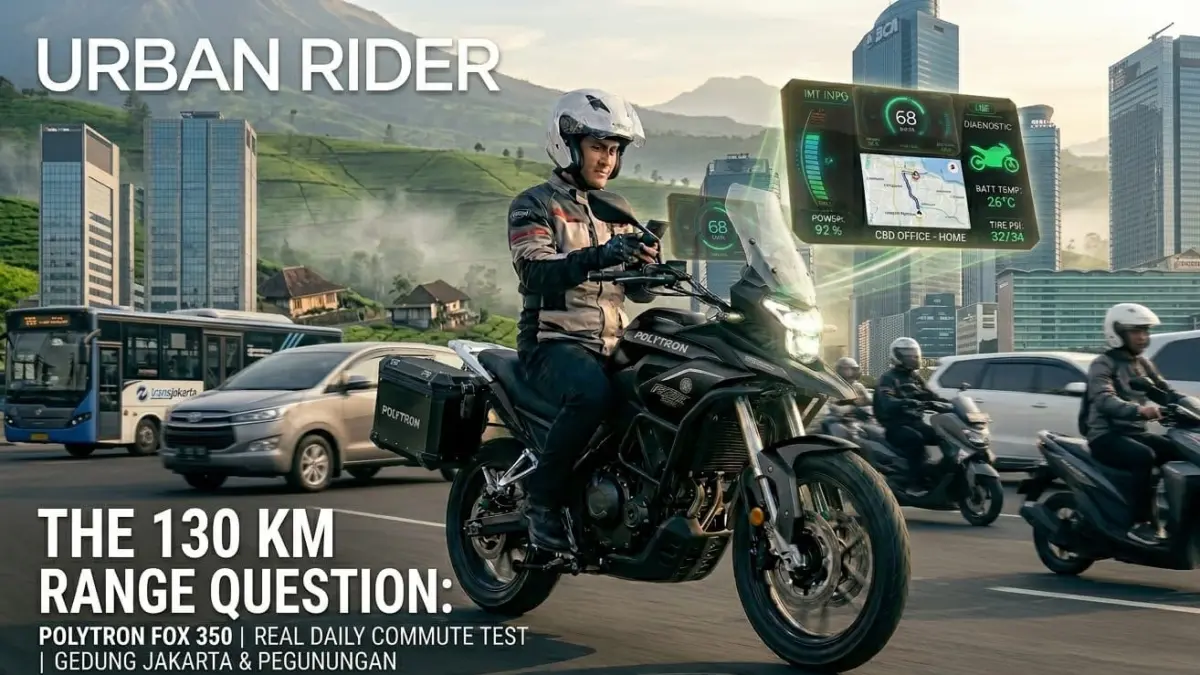 Jarak tempuh Polytron Fox 350 mencapai 130 km sekali cas. Benarkah siap diajak touring ringan? Simak faktanya.