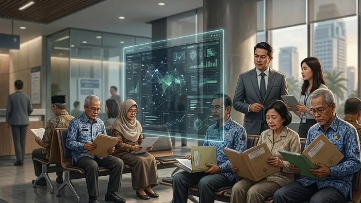 Digitalisasi layanan Taspen dan klaim pensiun ASN baru 35% digital, mayoritas masih manual (Ilustrasi Gemini AI)