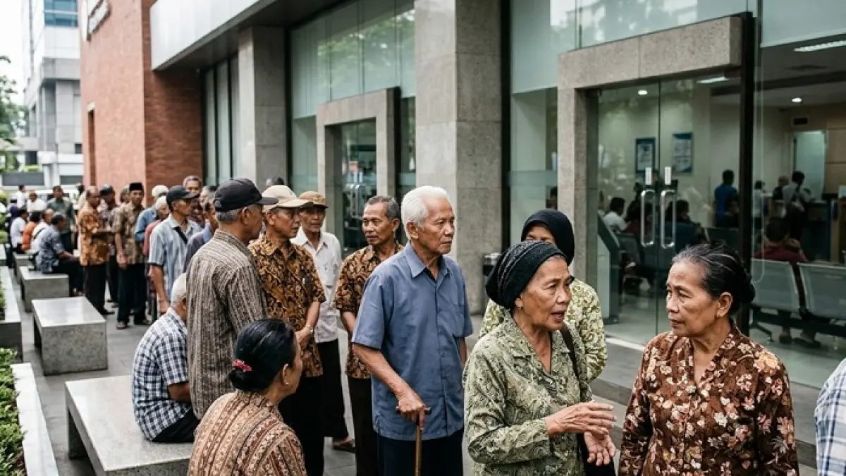 Viral rapel 6 bulan gaji pensiunan Juni 2026 cair 22 Juni. PT Taspen pastikan kabar tersebut hoaks. (Ilustrasi Gemini AI)