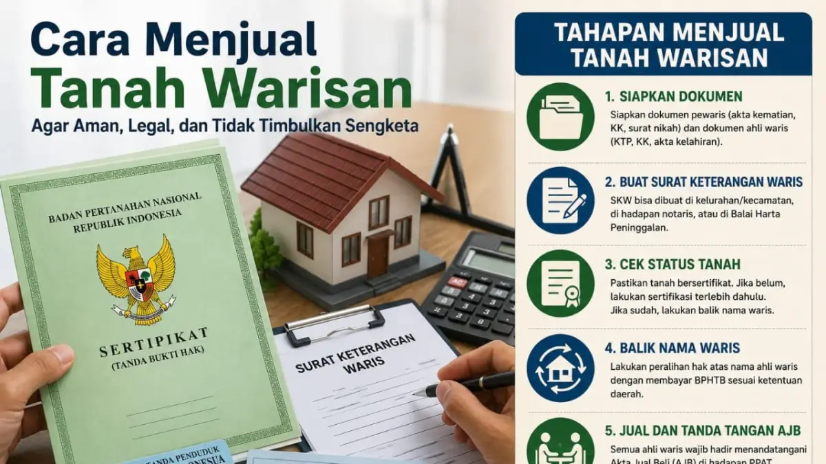 ILUSTRASI SERTIFIKAT TANAH : Tanah warisan sebaiknya dibalik nama terlebih dahulu sebelum dijual agar memiliki kepastian hukum dan lebih mudah dipasarkan.