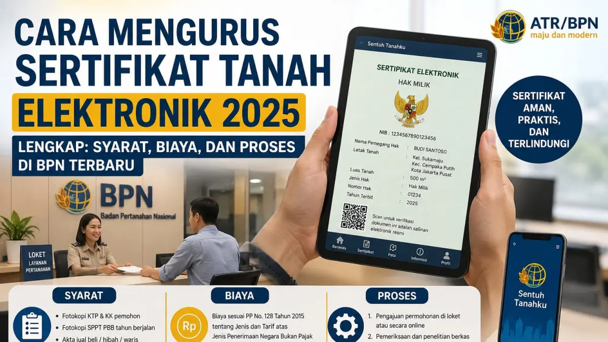 Pemerintah terus memperluas penerapan sertifikat tanah elektronik untuk meningkatkan keamanan dokumen pertanahan dan mempermudah pelayanan kepada masyarakat.