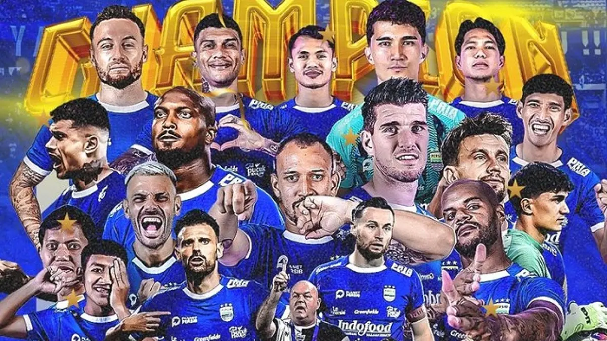 Perjalanan Persib Bandung juara Liga 1 2024/2025 penuh drama, kontroversi Ciro Alves, comeback Asia, dan kebangkitan Tyron Del Pino.(Gemini AI)