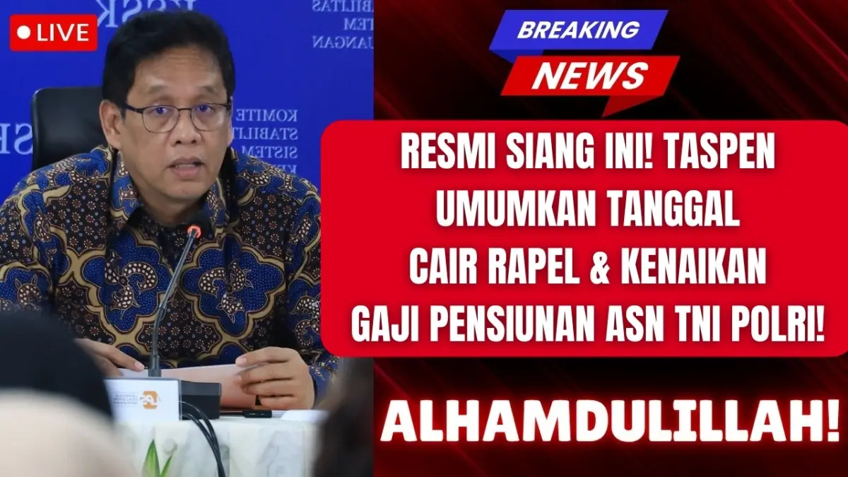 Rapel dan kenaikan gaji pensiun mulai dicairkan bertahap oleh PT Taspen. Simak jadwal, penerima manfaat, dan cara cek statusnya. (Youtube. com)