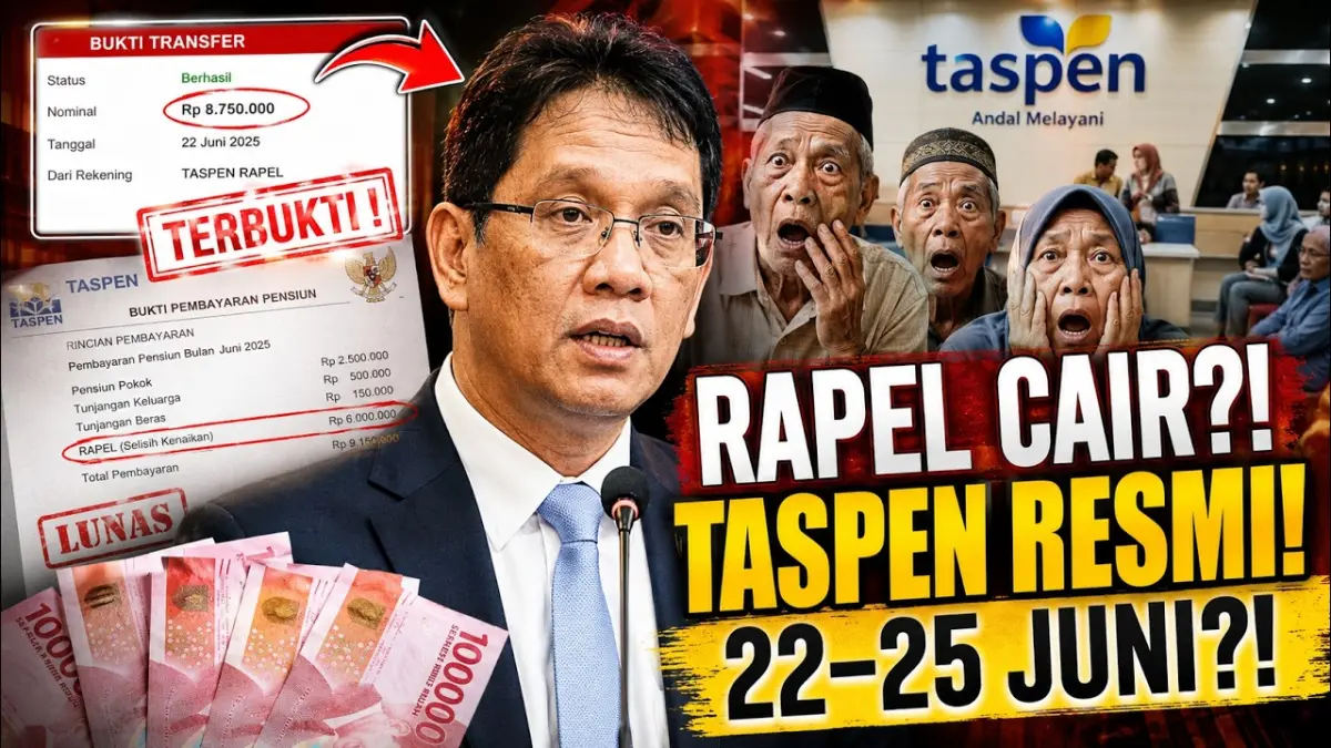 Rapel gaji pensiunan Juni 2026 dikabarkan cair 22-25 Juni. PT Taspen akhirnya memberi klarifikasi resmi yang wajib diketahui. (Youtube. com)