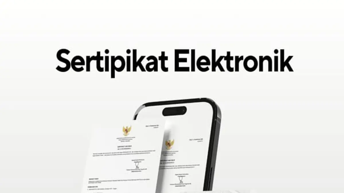 "Sertifikat tanah elektronik yang diterbitkan ATR/BPN dilengkapi barcode dan tersimpan dalam sistem digital untuk meningkatkan keamanan data kepemilikan tanah."