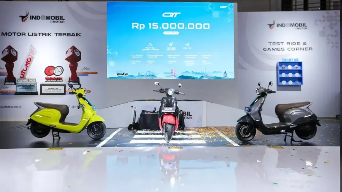 Indomobil eMotor Quty hadir mulai Rp15 juta dengan jarak tempuh 135 km, fitur NFC, alarm pintar, dan desain imut modern (Pinterest).