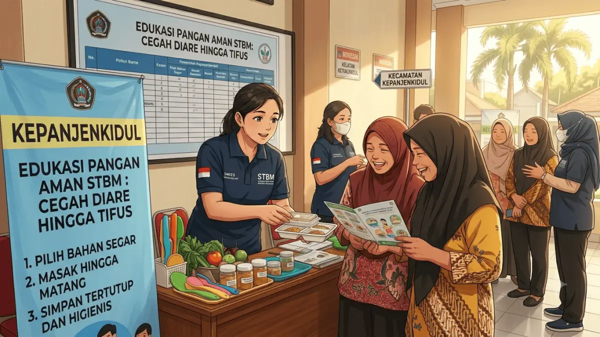 CEGAH PENYAKIT MENULAR: Kepala Dinkes Kabupaten Blitar, dr. Christine Indrawati, saat memberikan edukasi pengelolaan pangan aman (STBM Pilar 3) di Kepanjenkidul guna menekan kasus diare dan tifus.