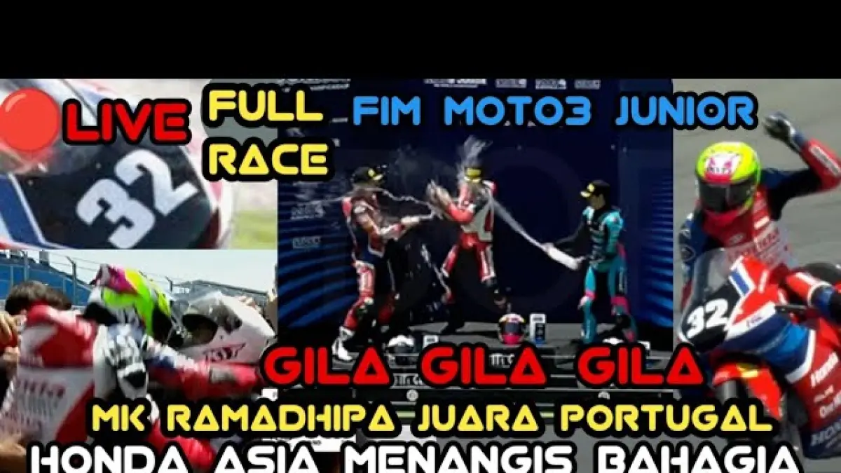 Kiandra Ramadhipa juara Moto3 Junior Estoril 2026 setelah menang dramatis di lap terakhir dan mengibarkan Merah Putih di Portugal. (Youtube. com)