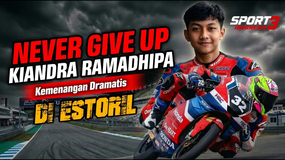 Kiandra Ramadhipa juara Moto3 Junior Estoril usai manuver berani di lap terakhir dan kibarkan Merah Putih di Portugal. (Youtube. com)