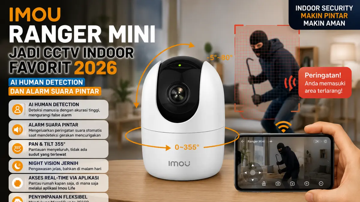 Lebih cerdas, lebih aman! IMOU Ranger Mini hadir dengan AI Human Detection dan Alarm Suara Pintar untuk menjaga rumah tetap terlindungi 24 jam penuh.