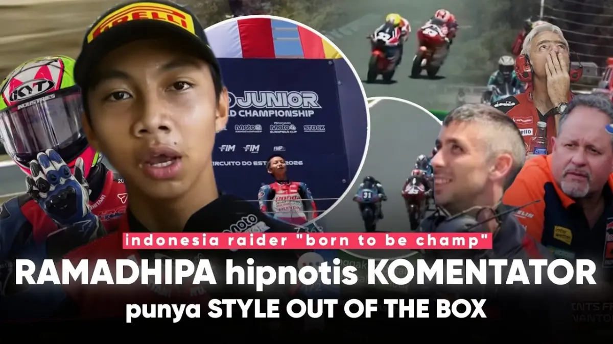 Muhammad Kiandra Ramadhipa juara Moto3 Junior Estoril 2026 dan kini jadi kandidat kuat juara dunia junior musim ini. (Youtube. com)