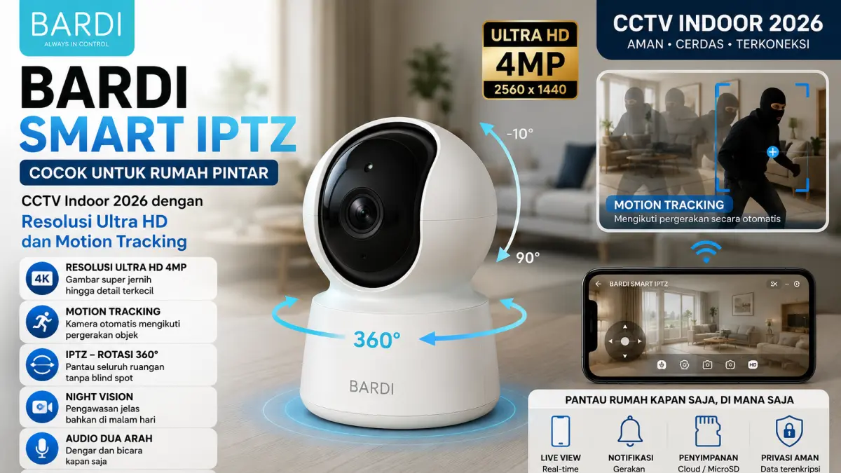 Rumah pintar butuh pengawasan pintar. Bardi Smart IPTZ hadir dengan resolusi Ultra HD dan Motion Tracking untuk memantau setiap sudut rumah secara otomatis, kapan saja dan di mana saja.
