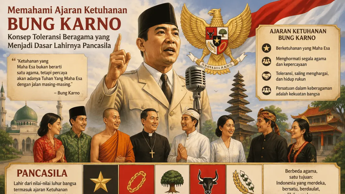 Bung Karno mengajarkan bahwa Ketuhanan bukan sekadar soal agama, tetapi tentang saling menghormati dalam keberagaman. Semangat toleransi itulah yang menjadi fondasi lahirnya Pancasila sebagai pemersatu bangsa.